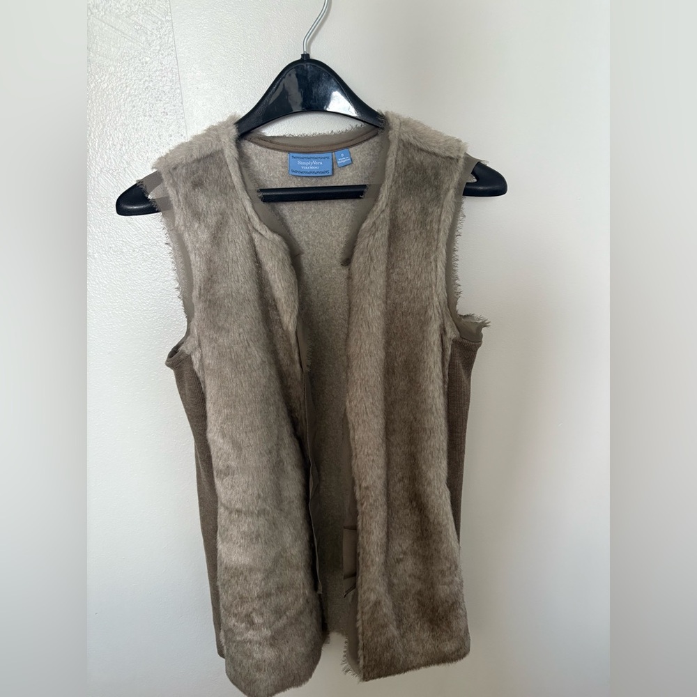 Faux Fur Vest in Beige